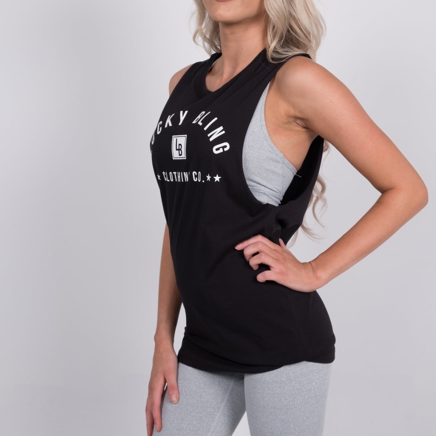 WOMENS INSPIRE MUSCLE TEE BLACK