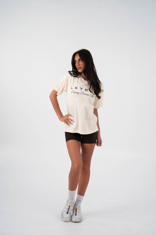 Chasing Dreams Club Script Tee in Ivory