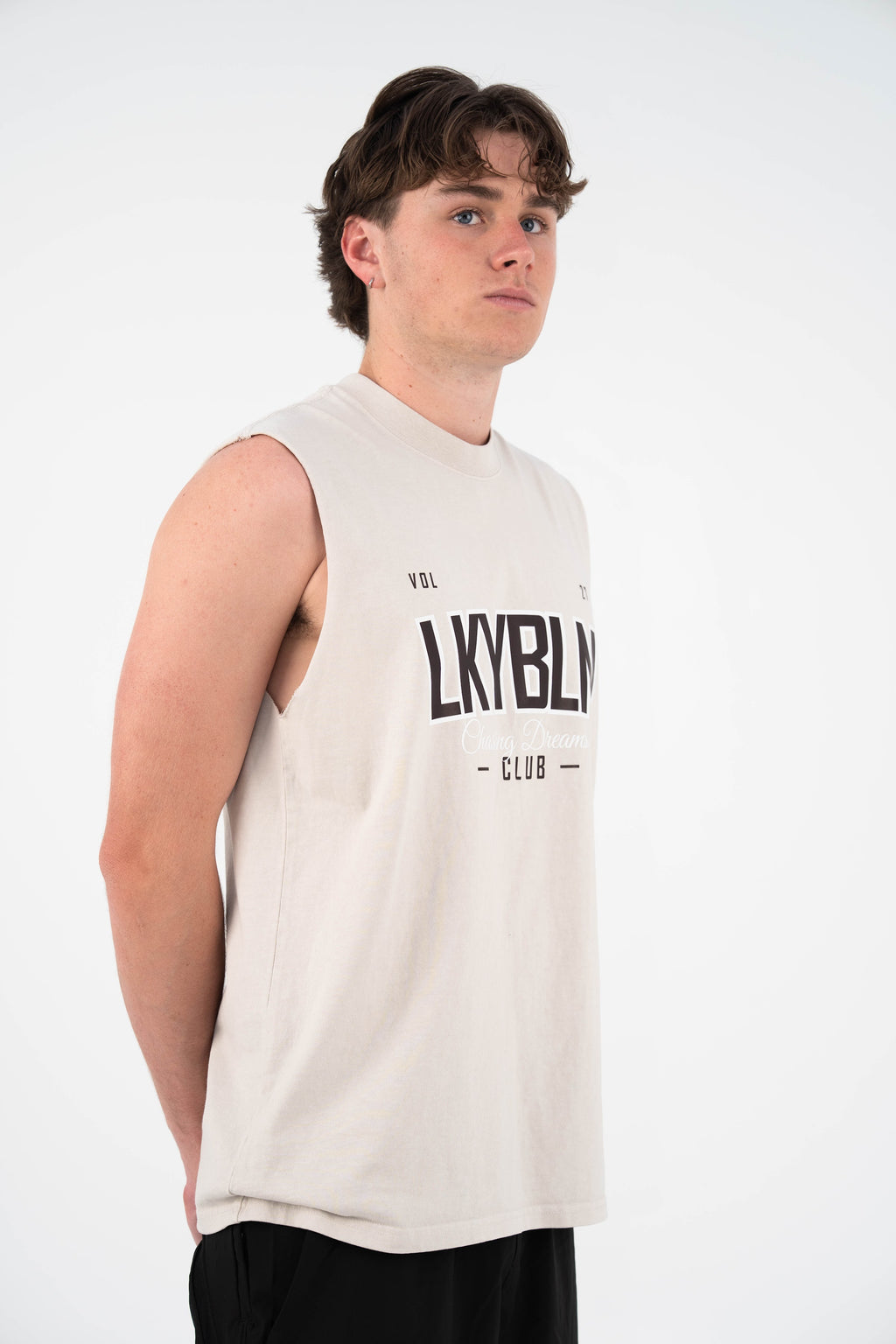 Dream Chasers Club Muscle Tank in Ivory