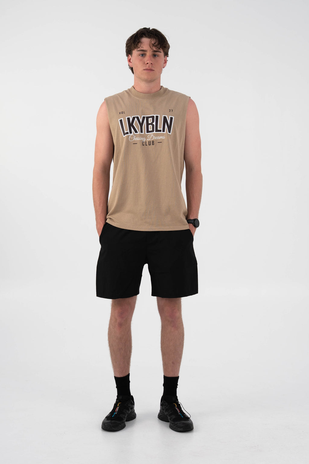 Dream Chasers Club Muscle Tank in Sand