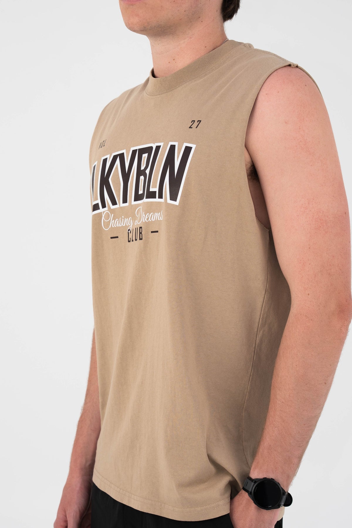 Dream Chasers Club Muscle Tank in Sand
